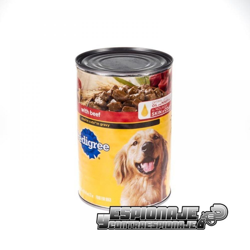 lata de comida para perros ocultación